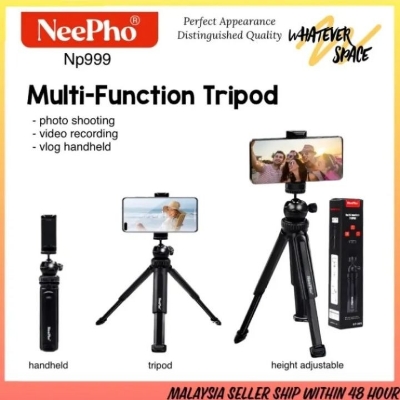 Picture of NeePho - (NP-999) Multi-Function Tripod - Aluminum Alloy & Plastic Construction - Universal Camera & Phone Holder - Black ( Black )