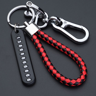 Picture of Pendant keychain Phone Number Bicycle Car Auto Motor Cycle Key Ring Anti-Lost Number Plate Mobile Number ( Red )