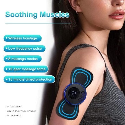 Picture of Portable Mini Electric Neck Massager Rechargeable Shoulder/ Neck/ Muscle/ Tendonitis/ Deep Tissue/ Back Massager ems pocket body massager ( Black )