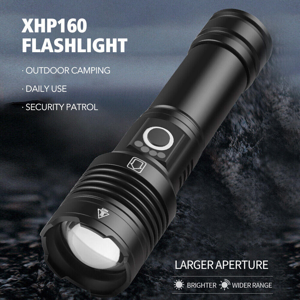Picture of Rechargeable Zoom LED Flashlight USB Torch Light ( Black )