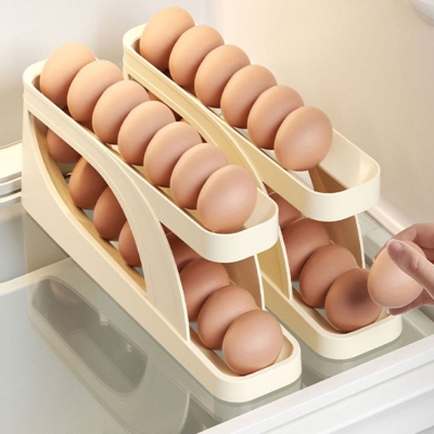 Picture of RUMMAGE Anti-fall Refrigerator Egg Dispenser Automatic Roll Down Double Layer Egg Storage Box ( 2 pcs ) ( Multicolor )
