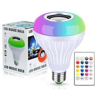 Picture of Smart Led Remote Control Bluetooth Speaker Music Bulb - AC, RGB remote control Bluetooth music bulb lamp, Led Music BulbWith Bluetooth Speaker ( White )