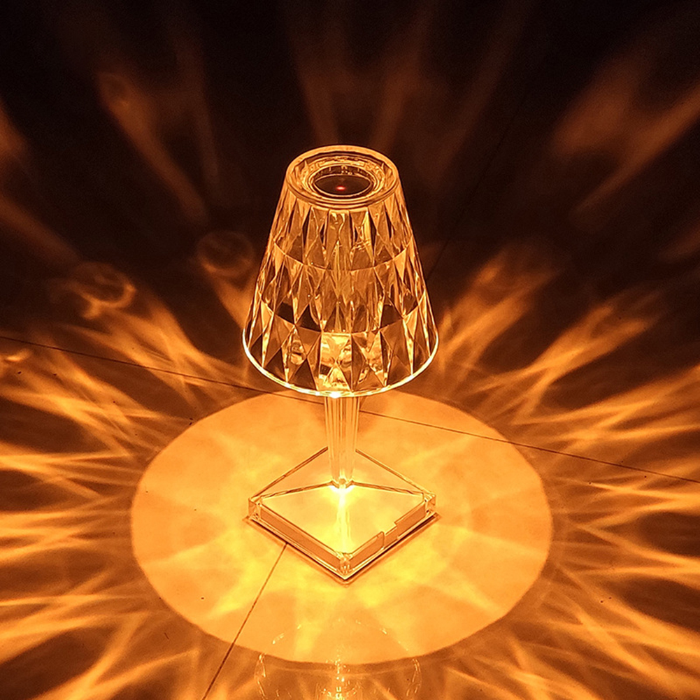 Picture of USB Charging Touch Crystal Table Lamp Acrylic Diamond Table Lamp Best For Bedroom Living Room Dining Table ( Antique White )