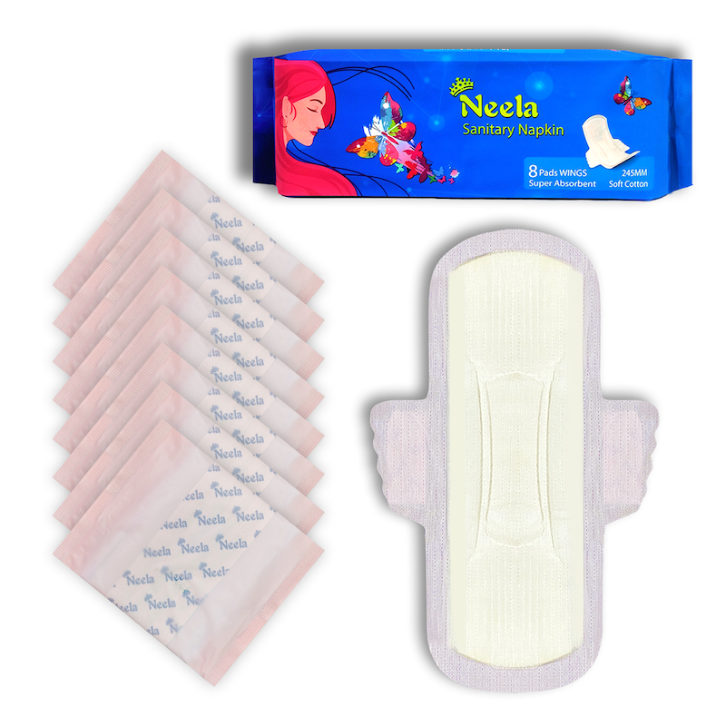 Picture of Neela Sanitary Napkin - Wings System - 100% Cotton - Combo of 5 Pack - 40 Pads