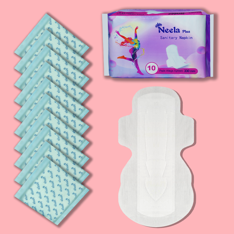 Picture of Neela Plus Sanitary Napkin - Wings System - 100% Cotton - 330 MM - Combo of 5 Pack - 50 Pads