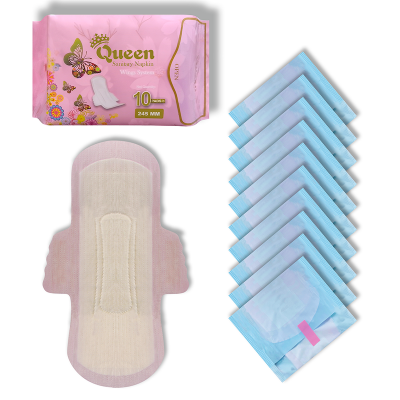 Picture of Queen Sanitary Napkin - Wings System - Ultra Thin - 100% Cotton -  Combo of 10 Pack - 100 Pads