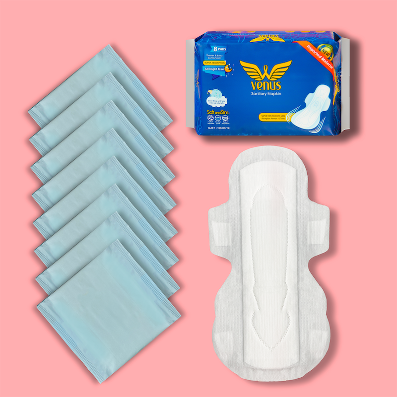 Picture of Venus Sanitary Napkin - Wings System - 100% Cotton - 330 MM - Combo of 4 Pack - 32 Pads