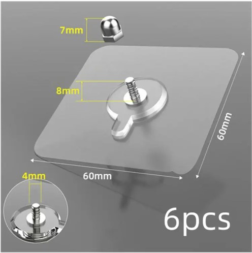 Picture of Self Adhesive Nails Poster Seamless Wall Hook Waterproof Durable Transparent Screw Hanger Hook for Kitchen Bathroom - Wall Hook /6 pics(Clear)