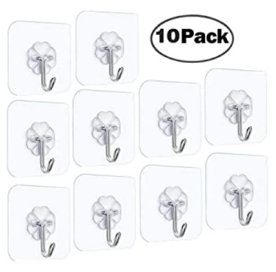 Picture of Hanger Hook Transparent Strong Self Adhesive Door Wall Hangers Hooks Suction Heavy Load Rack Cup Sucker for Bathroom-10 pics(Clear)