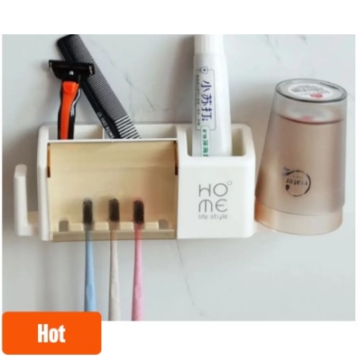 Picture of Bathroom corner shelf- Toothbrush holder punch-free modern minimalist rack wall-mounted toothbrush holder(Multicolor)