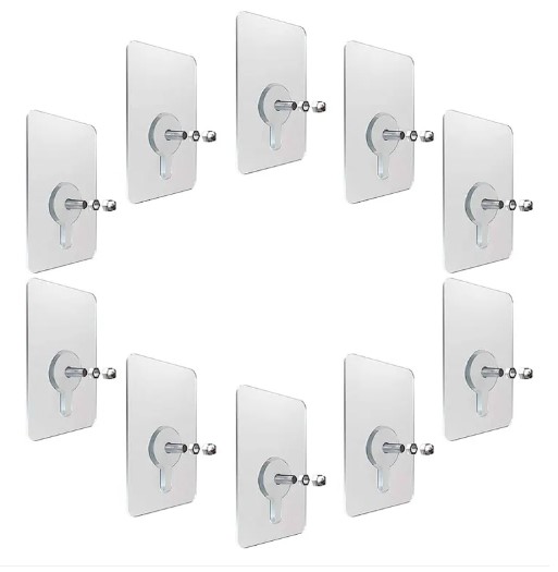 Picture of Hook Non-Marking Screw 10Pcs Punch-Free Wall Stickers Home Seamless Nail With Nut And Nut Cap- 10 pics(White)