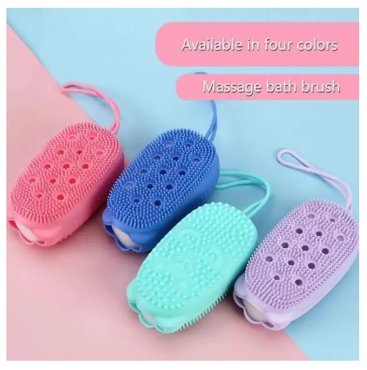 Picture of Silicone Body Scrubber Bath Sponge, Exfoliating Body Brush - 2 in 1(Multicolor)