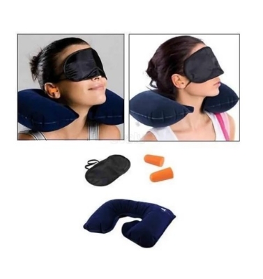 Picture of 3 In 1 Travel Selection - Multicolor (Neck Pillow, Eye Cover, Earplug)(Black)