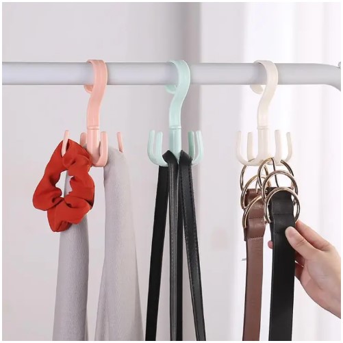 Picture of 360 Degree Rotated 4 Hooks Plastic Hanger-1 Pics(Multicolor)