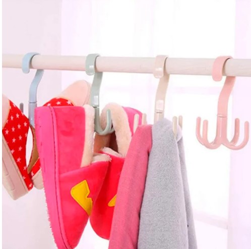 Picture of 360 Degree Rotated 4 Hooks Plastic Hanger-1 Pics(Multicolor)