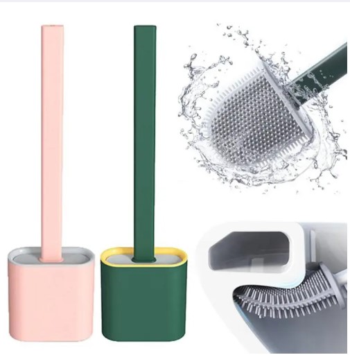 Picture of New Silicone Toilet Cleaning Brush And Holder Set(Multicolor)