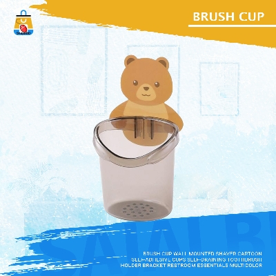 Picture of Brush Cup Wall Mounted Shaver Cartoon Self-adhesive Cups Self-draining Toothbrush Holder Bracket Restroom Essentials-Multicolor(Multicolor)