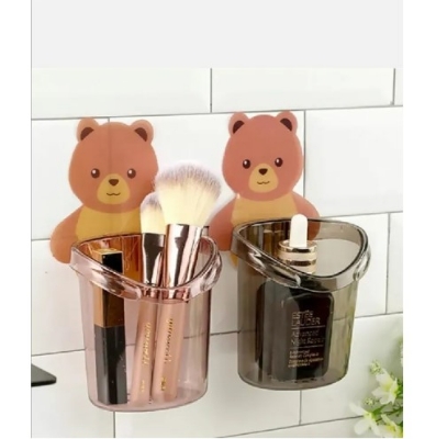 Picture of Brush Cup Wall Mounted Shaver Cartoon Self-adhesive Cups Self-draining Toothbrush Holder Bracket Restroom Essentials-Multicolor(Multicolor)