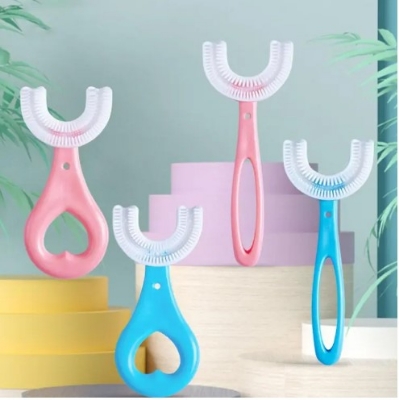 Picture of 2pcs-Baby Toothbrush Children 360 Degree U-shaped Child Toothbrush, Teethers, Soft Silicone Baby Brush(Multicolor)