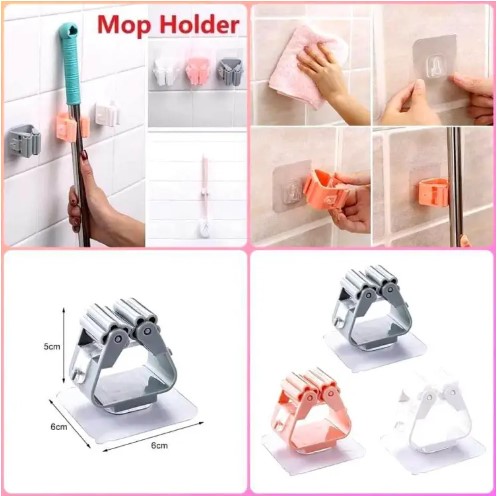 Picture of 1pcs- Wall Mounted Mop Organizer Holder Brush Broom Hanger Home Storage Rack Bathroom Suction Hanging Pipe Hooks Household Tools(Multicolor)