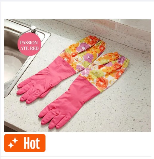 Picture of Kitchen long Hand Gloves -1Pair(Multicolor)