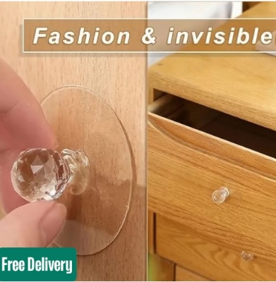 Picture of 5 pcs-Diamond Hooks Self Adhesive Drawer Hook Pull Push Hook Drawer Cabinet Hook(White)