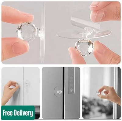 Picture of 5 pcs-Diamond Hooks Self Adhesive Drawer Hook Pull Push Hook Drawer Cabinet Hook(White)