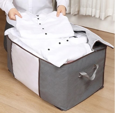 Picture of Winter Cloths Storage Organizer Bags. Blankets Cover, Cloth Organizer, Winter Wardrobe Storage Organizer(Grey)