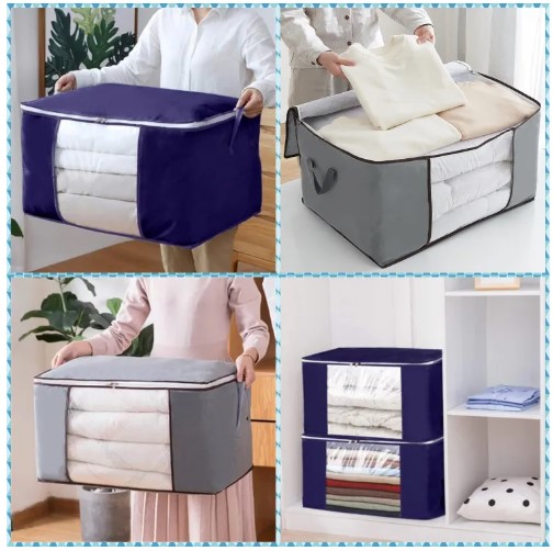 Picture of Winter Cloths Storage Organizer Bags. Blankets Cover, Cloth Organizer, Winter Wardrobe Storage Organizer(Grey)