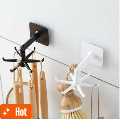 Picture of 360° Rotating Folding Hook Self-Adhesive 180° Vertical Flip Waterproof Hook(Black)