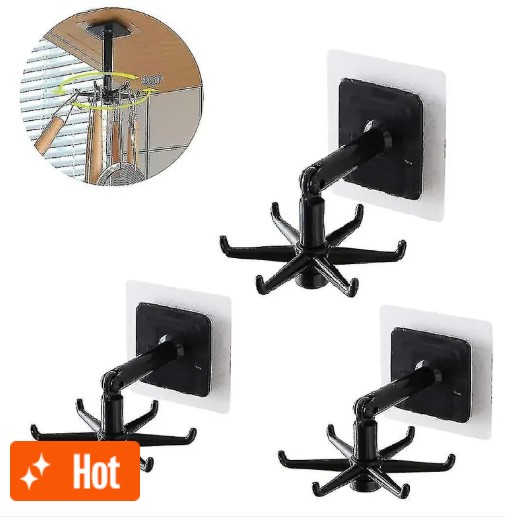 Picture of 360° Rotating Folding Hook Self-Adhesive 180° Vertical Flip Waterproof Hook(Black)