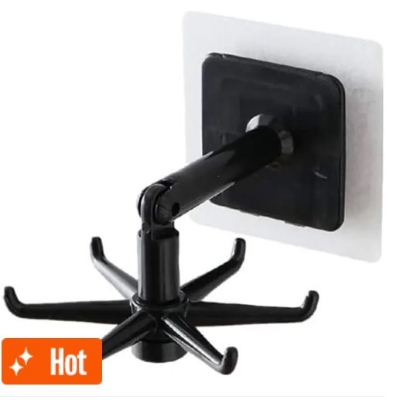 Picture of 360° Rotating Folding Hook Self-Adhesive 180° Vertical Flip Waterproof Hook(Black)