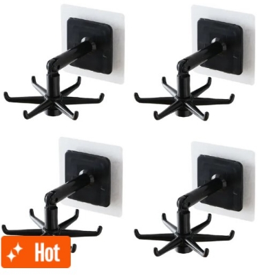 Picture of 360° Rotating Folding Hook Self-Adhesive 180° Vertical Flip Waterproof Hook(Black)