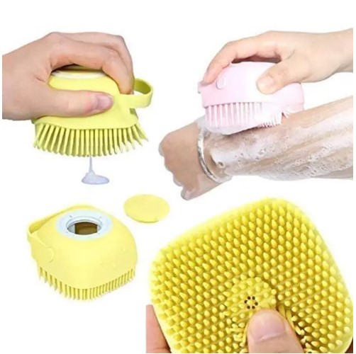 Picture of Body Bath Brush Silicone Soft Cleaning Bath Body Brush with Shampoo Dispenser-Skin Massage Brush(Multicolor)