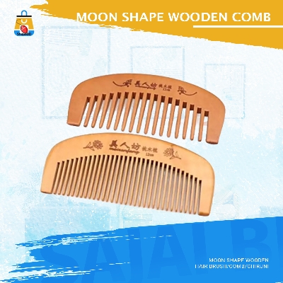 Picture of Moon shape wooden Hair Brush/Comb/Chiruni(Brown)