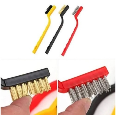 Picture of 3Pcs/Set 7 inches Stainless Steel Brush Brass Cleaning Brush Polishing Rust Remover Metal Wire Brush Cleaning Tool Family(Multicolor)