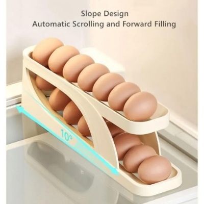 Picture of Automatic Roll-Down Double-Layer Egg Organizer, Automatic Scrolling Egg Rack Holder Storage Box Container Refrigerator for Refrigerator Kitchen Cabine(Multicolor)