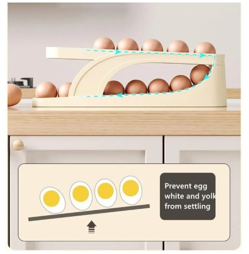 Picture of Automatic Roll-Down Double-Layer Egg Organizer, Automatic Scrolling Egg Rack Holder Storage Box Container Refrigerator for Refrigerator Kitchen Cabine(Multicolor)