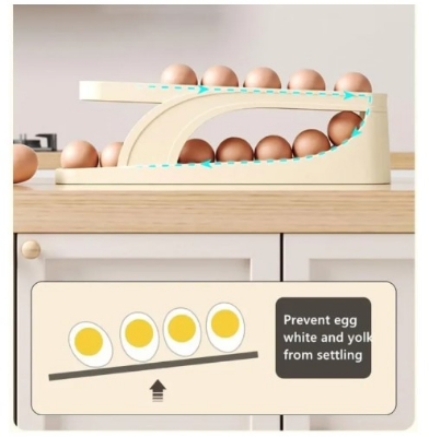 Picture of Automatic Roll-Down Double-Layer Egg Organizer, Automatic Scrolling Egg Rack Holder Storage Box Container Refrigerator for Refrigerator Kitchen Cabine(Multicolor)