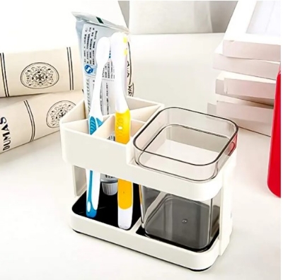 Picture of Toothbrush Box Holder 1 Cup Bathroom Storage Toilet Two Removable Toothbrush Box(White)