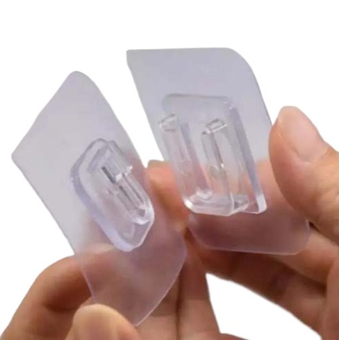 Picture of 2 Pair- Double Sided Wall Adhesive Hook Paste Plug Socket Holder Cable Storage Plug Fixing Organize Seamles Waterproof Reusable - Wall Hook(Clear)