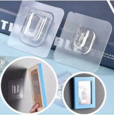 Picture of 8 Pair- Double Sided Wall Adhesive Hook Paste Plug Socket Holder Cable Storage Plug Fixing Organize Seamles Waterproof Reusable - Wall Hook(Clear)