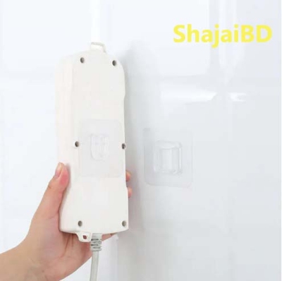 Picture of 8 Pair- Double Sided Wall Adhesive Hook Paste Plug Socket Holder Cable Storage Plug Fixing Organize Seamles Waterproof Reusable - Wall Hook(Clear)