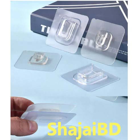 Picture of 5 Pair Double Sided Wall Adhesive Hook Paste Plug Socket Holder Cable Storage Plug Fixing Organize Seamles Waterproof Reusable - Wall Hook(Clear)