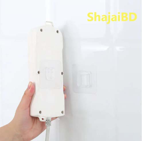 Picture of 5 Pair Double Sided Wall Adhesive Hook Paste Plug Socket Holder Cable Storage Plug Fixing Organize Seamles Waterproof Reusable - Wall Hook(Clear)