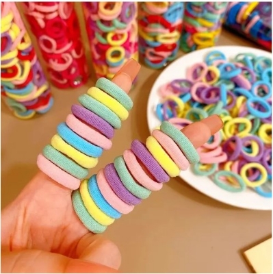 Picture of 100Pcs Kids Elastic Hair Band Girls Sweet Scrunchie Rubber Band Children Hair Tie Ponytail Holder Headband Baby Hair Accessories(Multicolor)