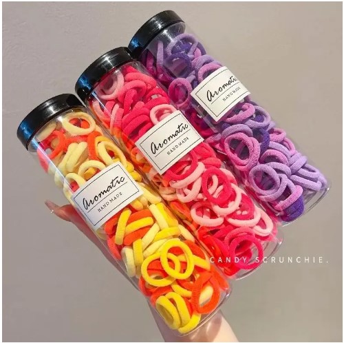 Picture of 100Pcs Kids Elastic Hair Band Girls Sweet Scrunchie Rubber Band Children Hair Tie Ponytail Holder Headband Baby Hair Accessories(Multicolor)