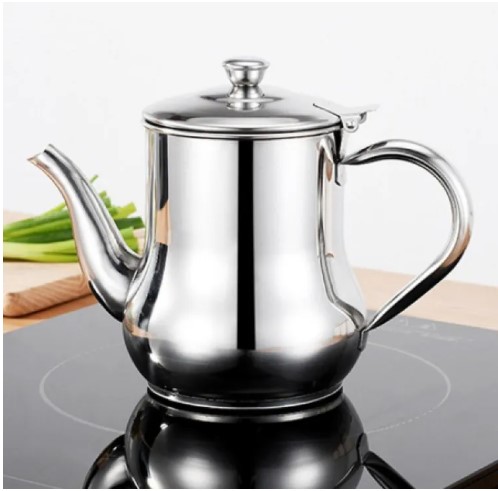 Picture of Stainless Steel Oil Tank Large Capacity Oil Bottle Kitchen Oil Filter Pot Soy Sauce Vinegar Container Coffee Pot(Silver)