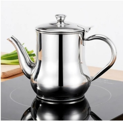 Picture of Stainless Steel Oil Tank Large Capacity Oil Bottle Kitchen Oil Filter Pot Soy Sauce Vinegar Container Coffee Pot(Silver)