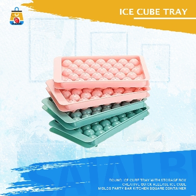 Picture of Round Ice Cube Tray With Storage Box Creative Quick Release Ice Cube Molds Party Bar Kitchen Square Container(Multicolor)